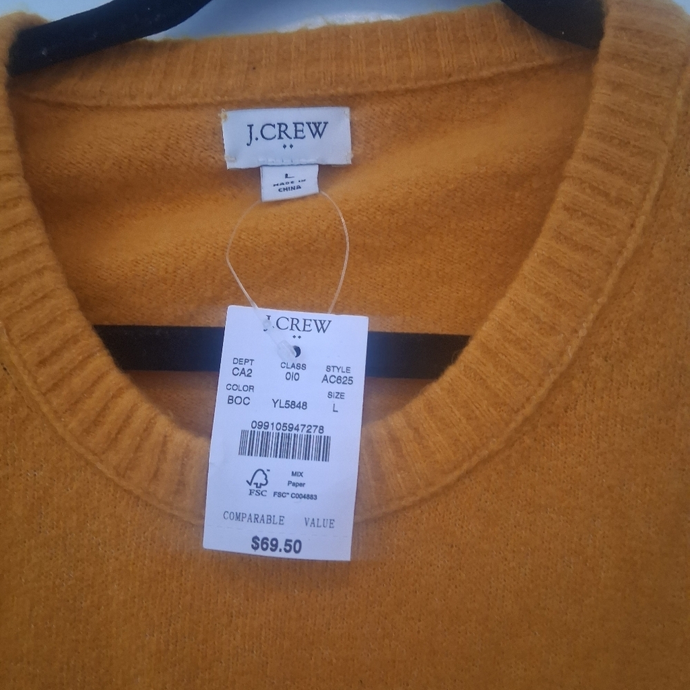 Women's J.Crew Super Soft Yarn Mustard Yellow Crewneck Sweater NWT - Picture 2 of 11